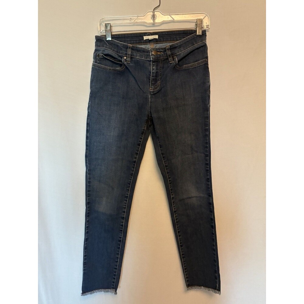 Eileen Fisher Skinny Ankle Jeans Size 4 Organic Cotton Stretch Raw Hem